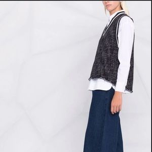 NWOT Navy organic cotton blend contrast-trim knit vest from Maje